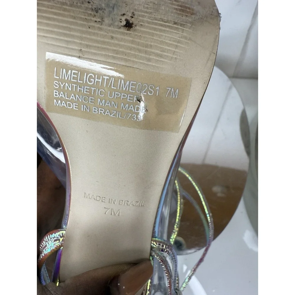 Steve Madden Women's‎ Limelight Strappy Stiletto Sz 7 Iridescent Holographic